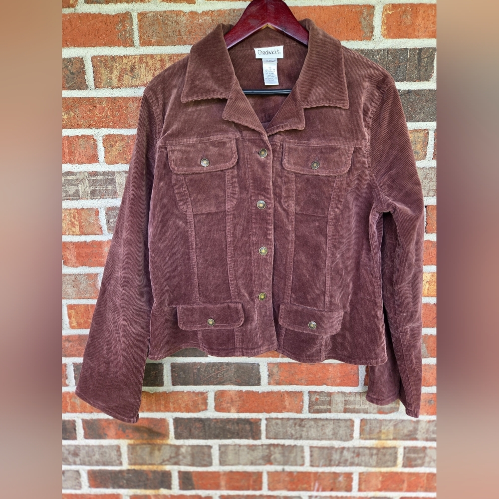 Vintage Brown Jean Jacket Corduroy Style Chadwicks Size 10
